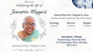 AUGUST 11, 2024 - JEANETTE MUPPIRI - FUNERAL SERVICE