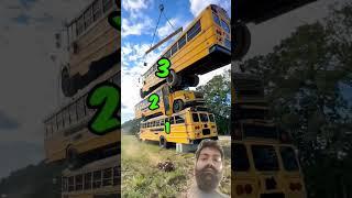 How Many School Buses Can We Stack? #schoolbus #yellowschoolbus #mrbeast