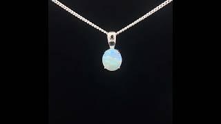 Opal Diamond Factory | 9K White Gold Solid Crystal Opal Pendant