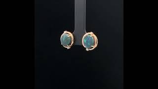 Opal Diamond Factory | 14K Yellow Gold Solid Black Opal Earrings