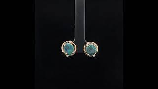 Opal Diamond Factory | 14K Yellow Gold Solid Black Opal Earrings