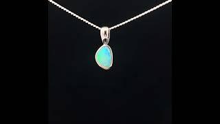 Opal Diamond Factory | 9K White Gold Solid Crystal Opal Pendant