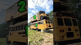 How Many School Buses Can We Stack? #automobile