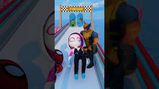 GTA V Romantic Kiss Bridge Run With RED Spidey and Spider Gwen Love #gta