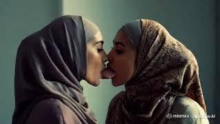 The love between muslim women shown with a tongue kiss | Lesbians