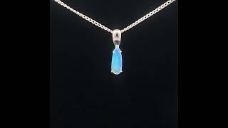 Opal Diamond Factory | 9K White Gold Solid Crystal Opal Pendant