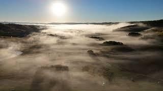 Keeseekoowenin River Valley Drone Flight over fog - Eye in the Sky by Allan Parsons Project