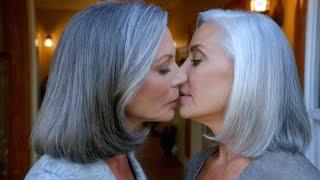 Mature Woman Kisses Her Older Friend | Lesbians Kissing Video