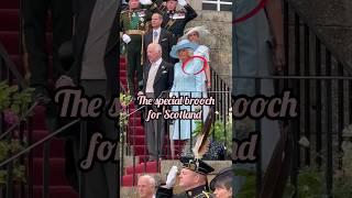 Camilla wears a special brooch for the garden party in Scotland