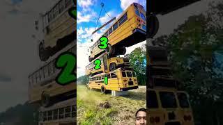 How many school buses can Mr beast  stack ?#funny #mrbeast #shortsfeed #reaction