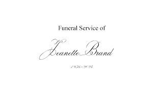 Funeral Service of Jeanette Brand