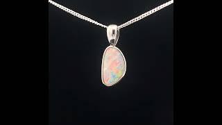 Opal Diamond Factory | 9K White Gold Solid Crystal opal Pendant