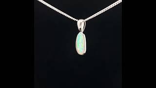 Opal Diamond Factory | 9K White Gold Solid Crystal Opal Pendant