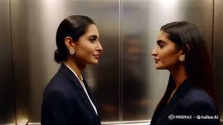 Business women sneak a Kiss in the elevator | Lesbians Kissing Video