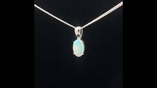 Opal Diamond Factory | 9K White Gold Solid Crystal Opal Pendant