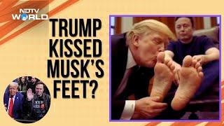 Trump Musk Kiss | Truth Behind Trump Kissing Musk's Feet Viral Video That Played In US Govt Office