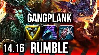 GANGPLANK vs RUMBLE (TOP) | 6/0/6, Dominating, Rank 11 GP | BR Grandmaster | 14.16