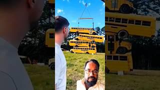 How Many School Buses Can We Stack? #automobile #schoolbus #mrbeast #challange @CarRacingWin