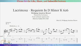 Lacrimosa - Requiem In D Minor K 626 - W. A. Mozart - Arr for Classical Guitar with TABs