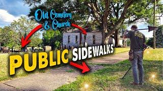 Watch What We Find Metal Detecting Sidewalks Next To This Old Cemetery & Church!