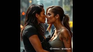 Fiery Passion: Special Forces Women Embrace in a Kiss #kiss #love